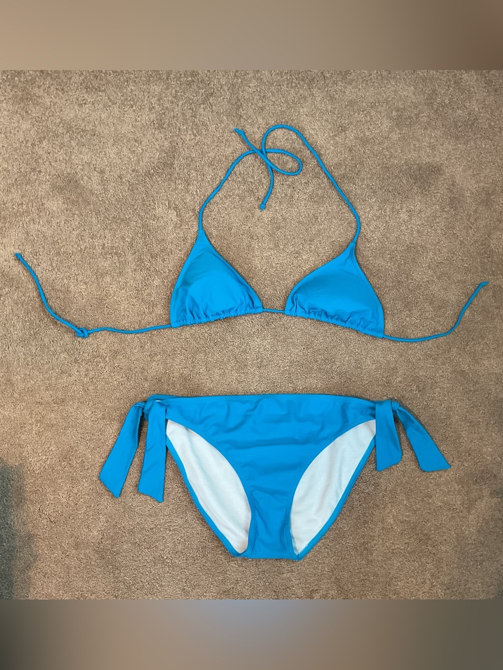 Blue Tie-Side Triangle Bikini Set - Women's Swim